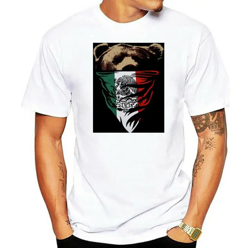 California Republic Mexican Flag Bandana Bear Men's T Shirt Men Women Summer Style Tops TEE Shirt