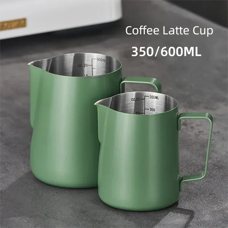 350/600ML Coffee Milk Frothing Pitcher Jug 304 Stainless Steel Precise Scale High Quality Latte Barista Professional CafeUtensil