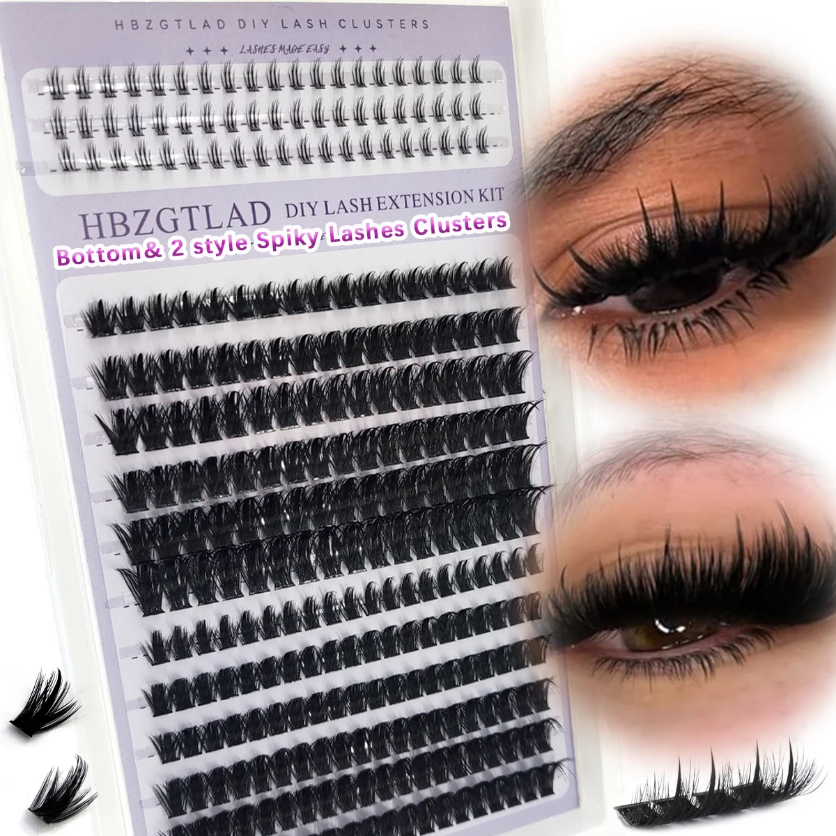 HBZGTLAD Manga Lash Cluster 10-18mm DIY Lash Cluster Bottom Thorn Cluster Fairy Extended Lash Cluster with Spike Eyelashes