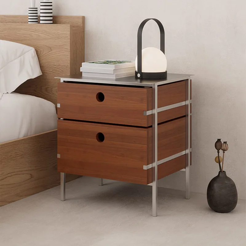 Bauhaus Nordic solid wood stainless steel chest of drawers living room bedroom locker large capacity sofa side coffee table