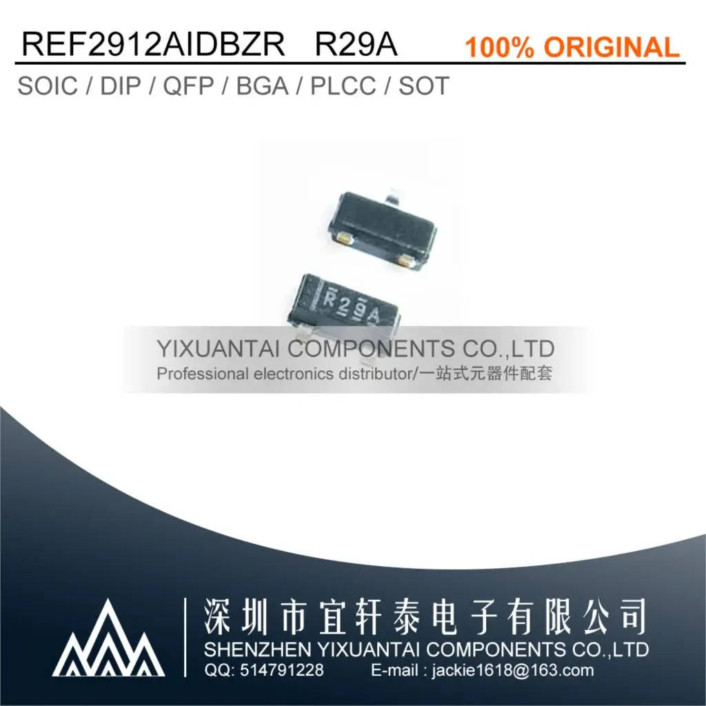 

10-100psc/Lot REF2912AIDBZR Free Shipping REF2912AIDBZ REF2912 IC VREF SERIES 2% 1.25V 25mA 3-Pin SOT-23 Marking:R29A