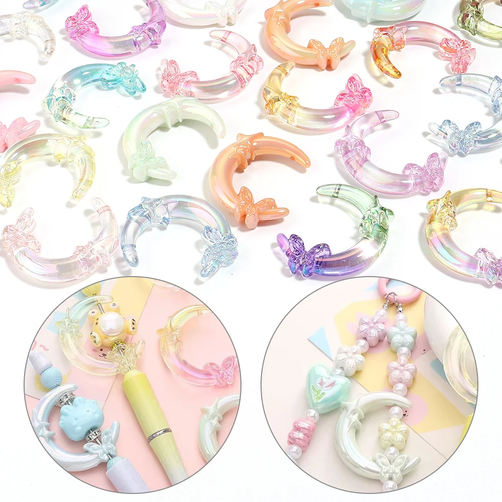 5pcs/lot AB Plated Star Butterfly Moon Acrylic Beads Loose Spacer Beads for DIY Jewelry Making Bracelet Necklace Ornaments