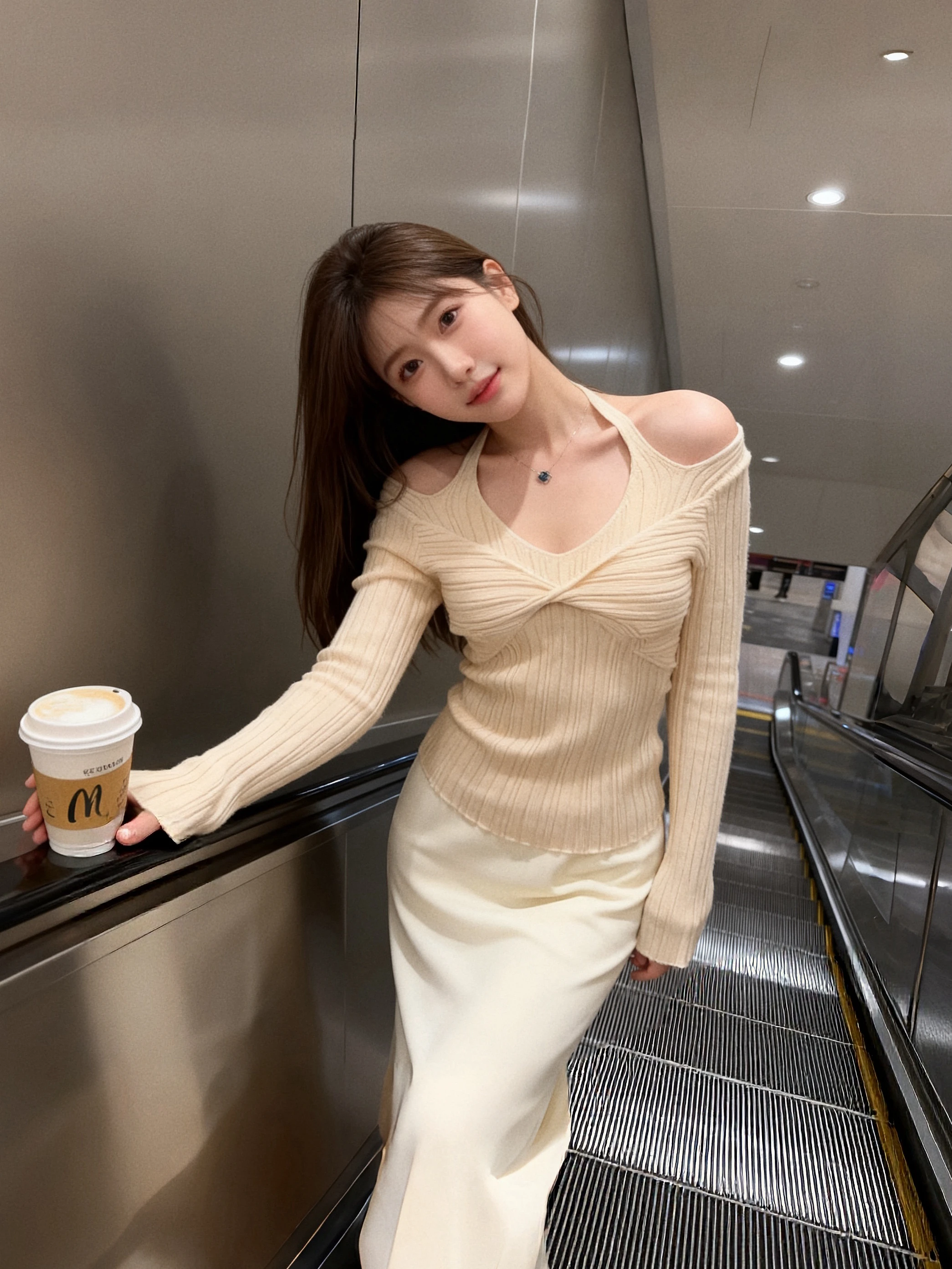 

Французский вязаный лонгслив с открытыми плечами для женщин, мягкий теплый топ с V-образным вырезом для осени и зимы