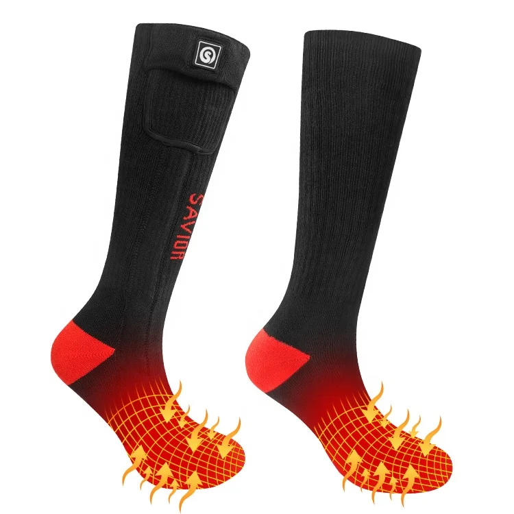 

For Unisex Coolmax Heated Crew Socks Rechargeable Battery Warm Black Breathable Anti-Bacterial for Hunting Casual Sports