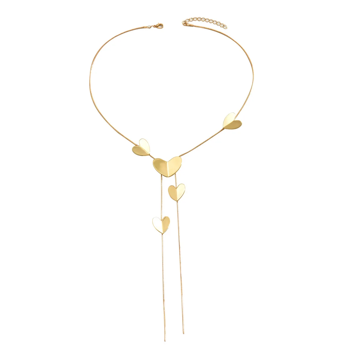 

Gold - Plated Heart - Shaped Tassel Zinc Alloy Necklace | Chic