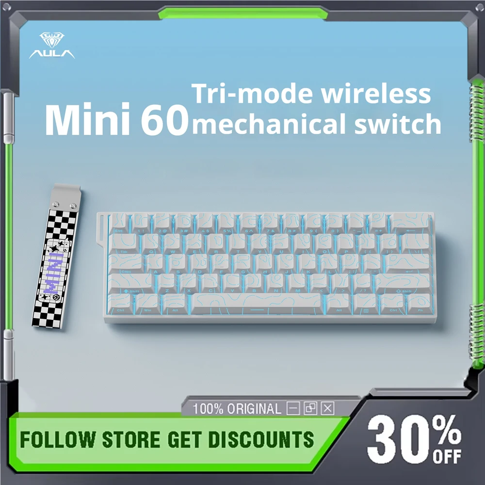 AULA Mini60 HE Max Wireless Mechanical Keyboard Three Mode 8K FPS RGB Magnetic Axis Office E-sports Gamer Keyboard Portable