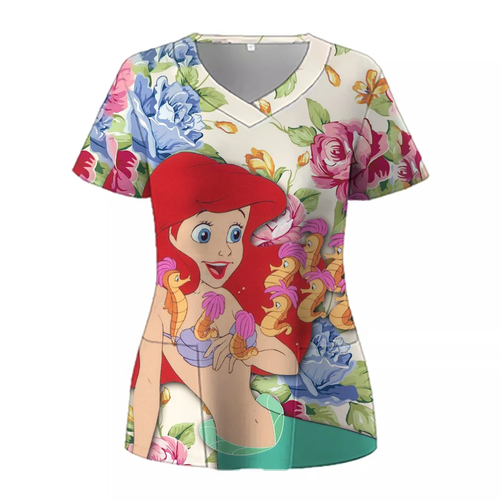 Medical Blouses Surgical Gowns Doctor Pediatric Nurse Nursing Scrub Disney Princess Printed Veterinary Uniform Dental Scrub ﻿