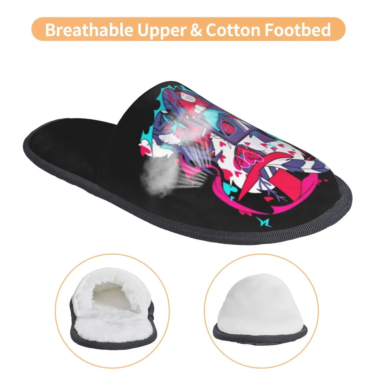 شبشب ضيوف الفندق من Hazbins TV Show Animation للنساء في المنتجعات الصحية، شبشب منزلي مطبوع حسب الطلب #3