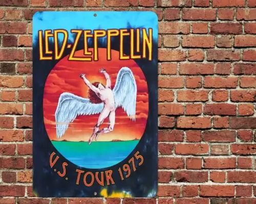 Panneau en métal aluminium US Tour 1975, Man Cave Garage Rock