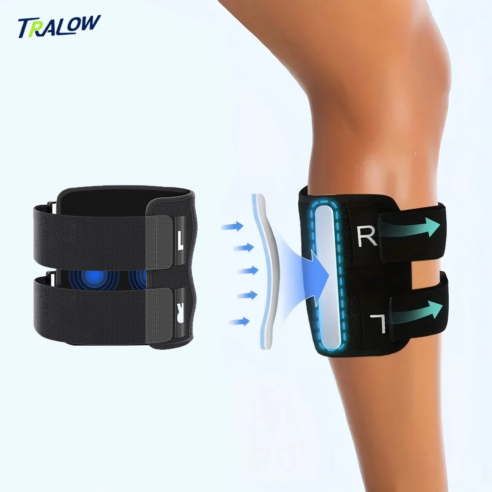 

TRALOW Adjustable Compression Calf Brace With Double Sided Knee Support Suitable For Fitness Running Exercise Tennis Basketball