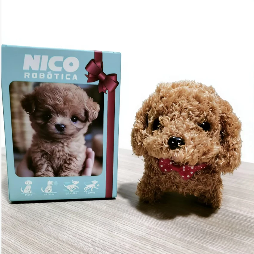 電動ぬいぐるみシミュレーション犬テディ子犬歩く音を出すうなずきをする電子ペットおもちゃクリスマスプレゼント新年プレゼント