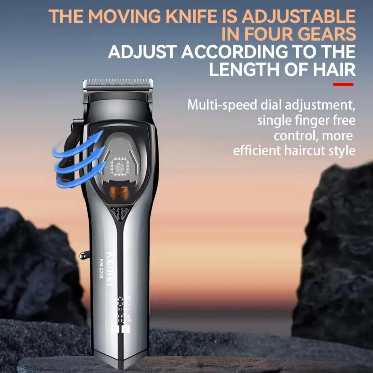 Kemei Professional Hair Clipper Adjustable Hair Cutting Machine 9000 RPM Haircut Machine Hair Trimmer for Men KM-2229