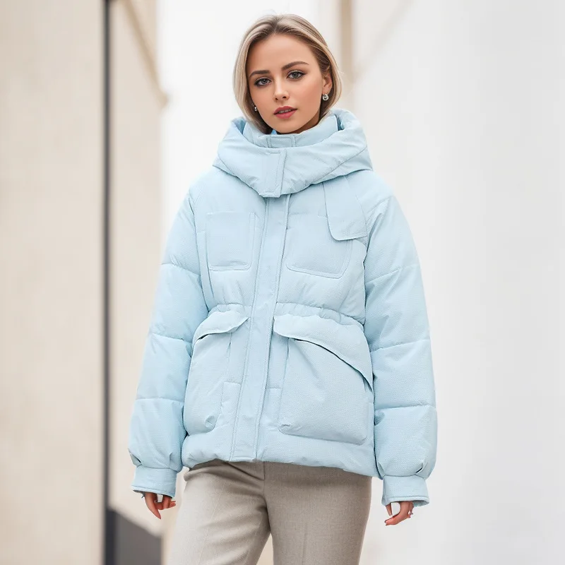 Parkas Coat For Women Long Sleeve Solid Hooded Pocket Zipper Warm Casual Commute Fashion Elegant Loose Straight Female Parkas