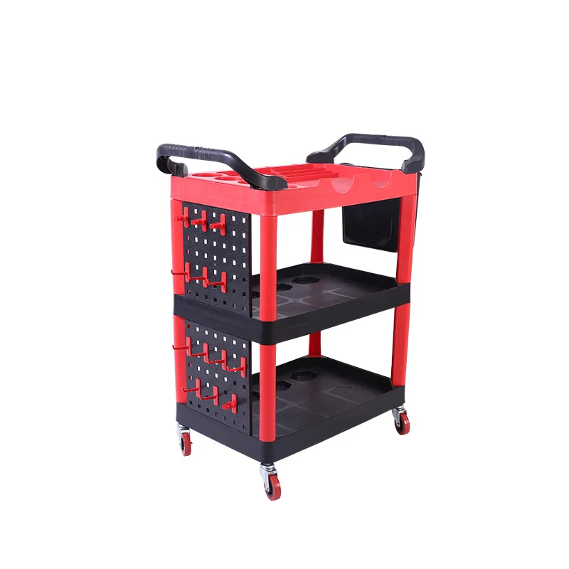 

Three-layer multifunctional car wash tool car floor rack auto repair and maintenance plastic trolley hardware tool storage