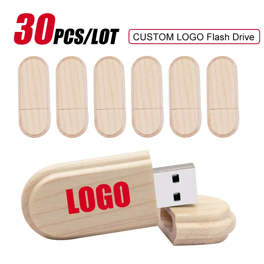 2.0 USB 30ชิ้น/ล็อต (ฟรีโลโก้ที่กำหนดเอง) แฟลชไดรฟ์ไม้ USB pendrive 4GB 8GB 16GB 32GB 64GB สำหรับเป็นของขวัญทางธุรกิจ