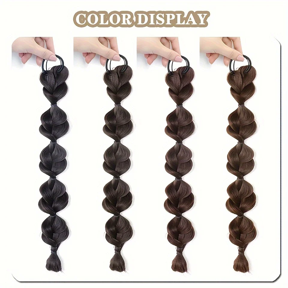 OLACARE Synthetic Bubble Twist Ponytail High Elastic Wig Woman Hair Side Natural Lantern Braid Black Hous tail Hairpiece