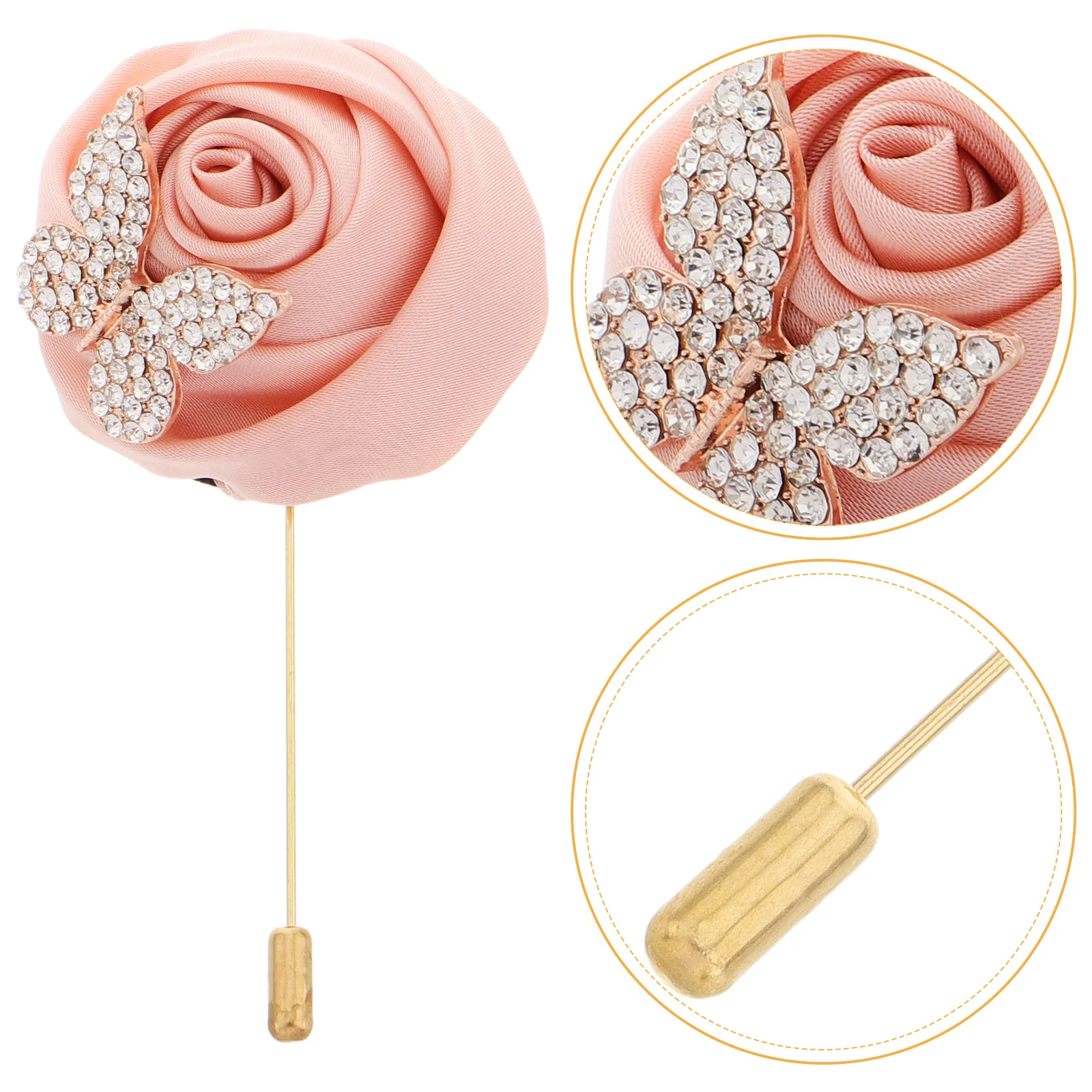 

Men Wedding Boutonniere Rose Butterfly Rhinestone Brooch Groom Groomsmen Suit Decoration Wedding Ceremony Artificial Flower