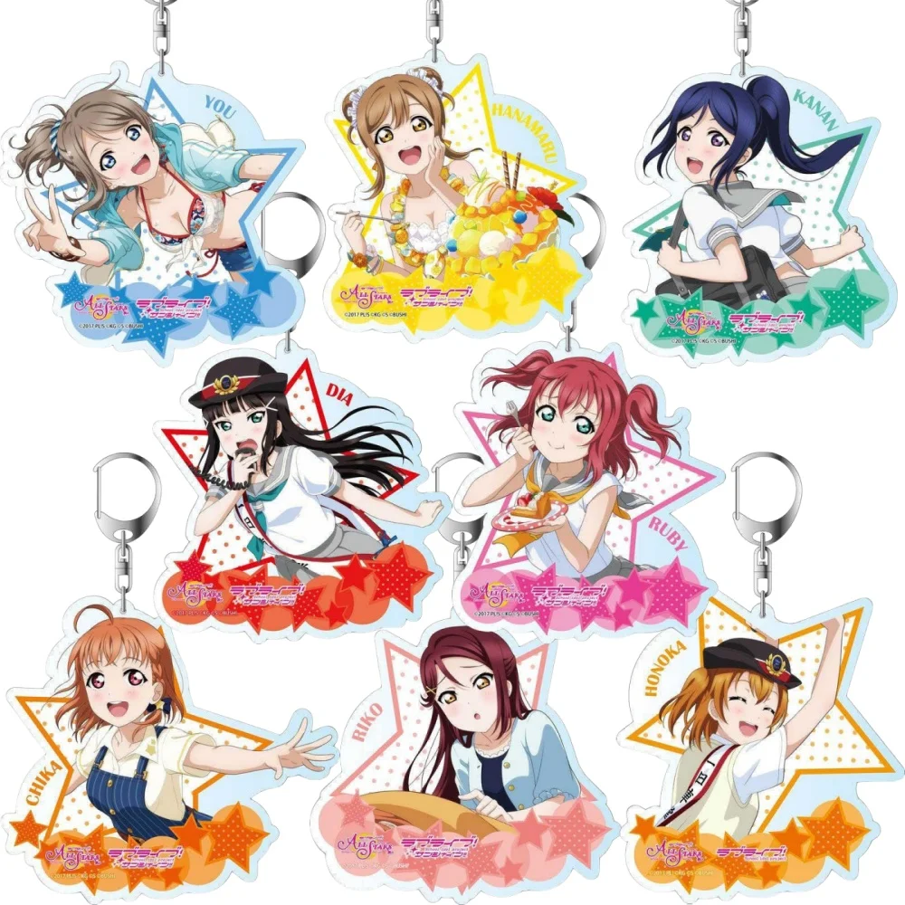 Fans Gifts Anime Love Live!School Idol All Stars HD characters Acrylic Keychain Kurosawa LLAS Festival Ornament Series About 6cm