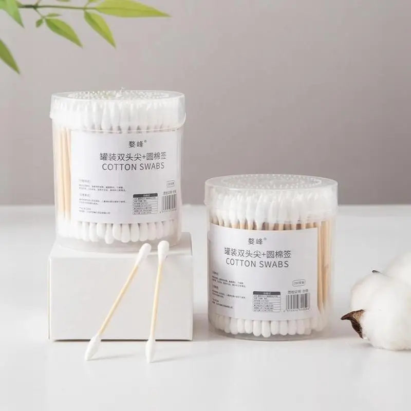 New 200Pcs Disposable Double-headed Cotton Swabs With Storage Box For Makeup Cleaning Ear Tips Travel Use