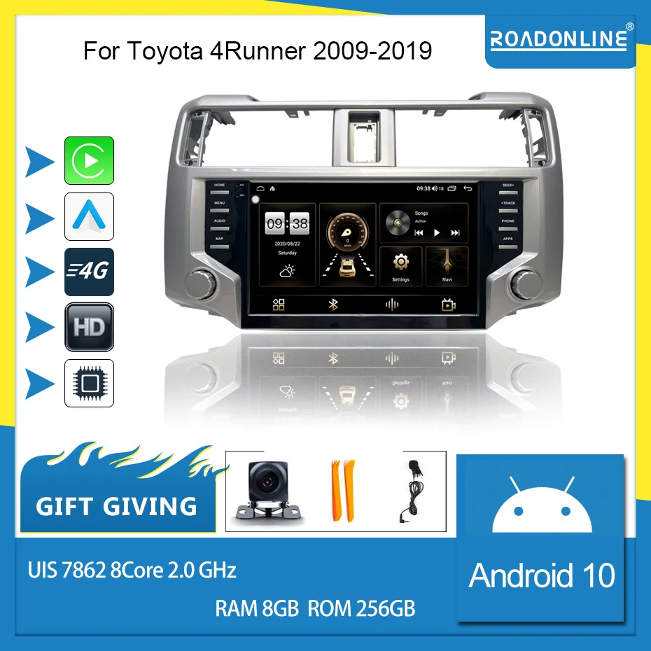 

Для Toyota 4runner 2009-2019 Android 10 Octa Core 8 + 256G 9 дюймов Автомобильный мультимедийный плеер стерео приемник радио автомобильное радио