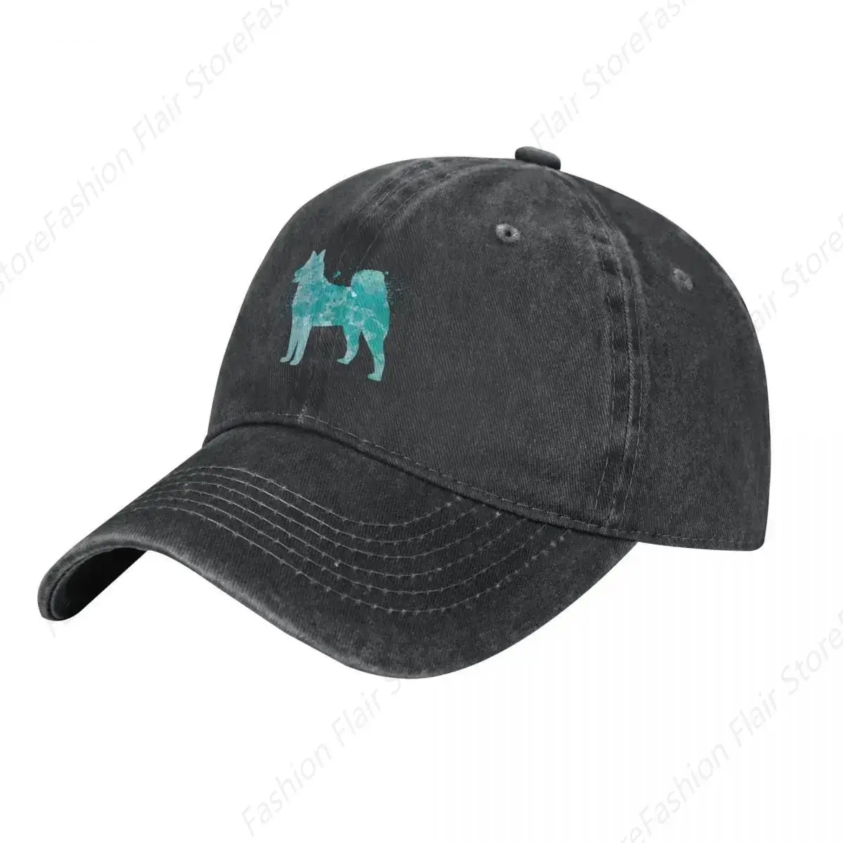 karelian bear dog watercolor blue Cowboy Hat Golf Streetwear Military Cap Man Men Caps Women's