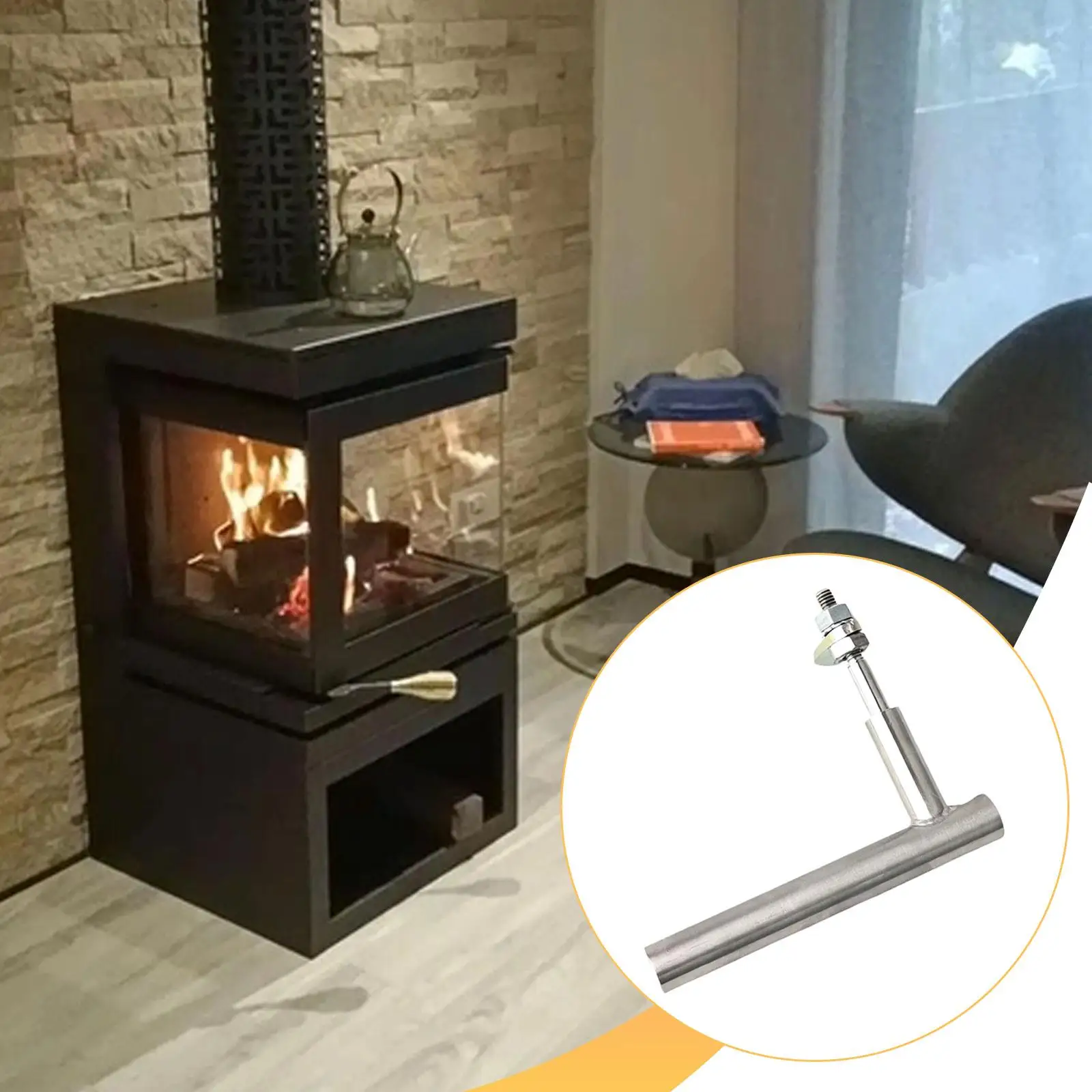 

Металлическая термостойкая ручка для дверцы камина, прочная замена для дровяных печей и каминных комплектующих, простая установка