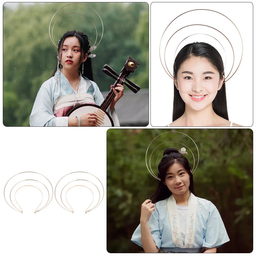 

2Pcs Layer Crown Headband Stylish Wedding Birthday Party Hair Accessory Crown Headband 3 Layer Hair Hoops