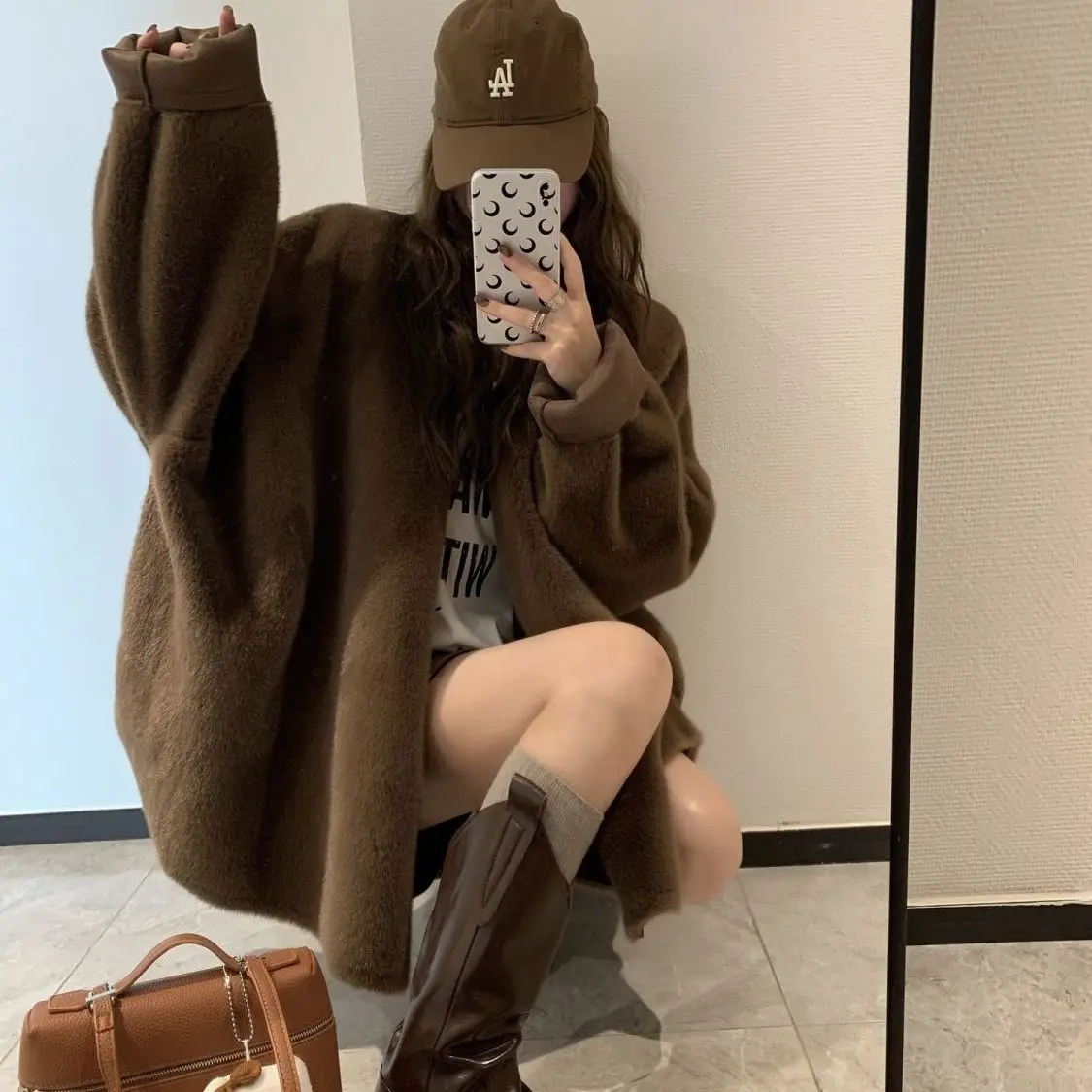 Fur Integrated Plush Jacket Environmentally Friendly Fur Mink New High-End Texture Wool Coat Loose And Wide Version Oversize