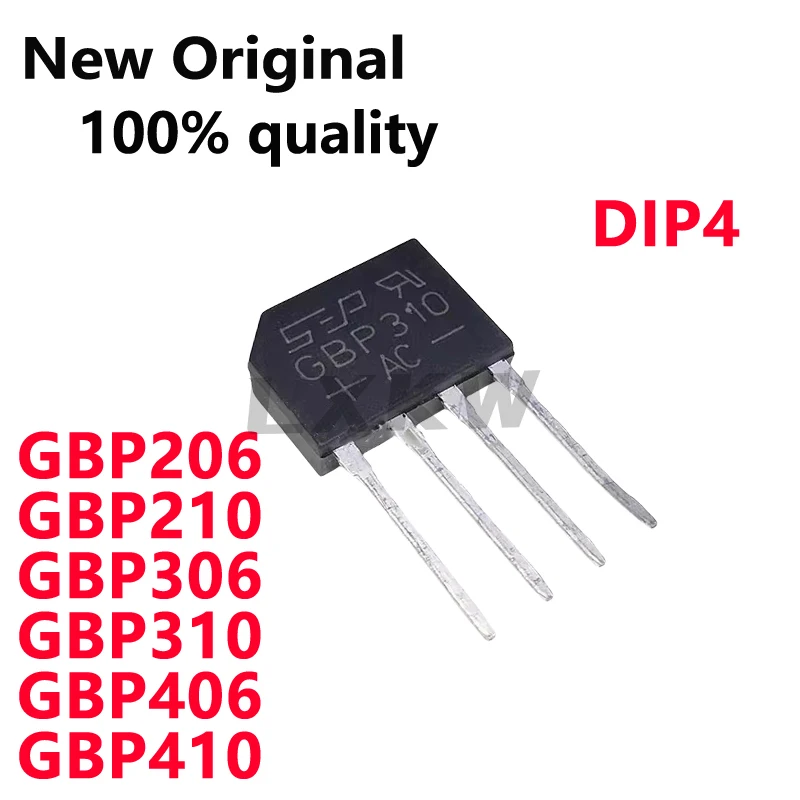 10 SZTUK Nowy GBP206 GBP210 GBP306 GBP310 GBP406 GBP410 DIP4 Mostek prostowniczy z płaskimi nóżkami Dostępny