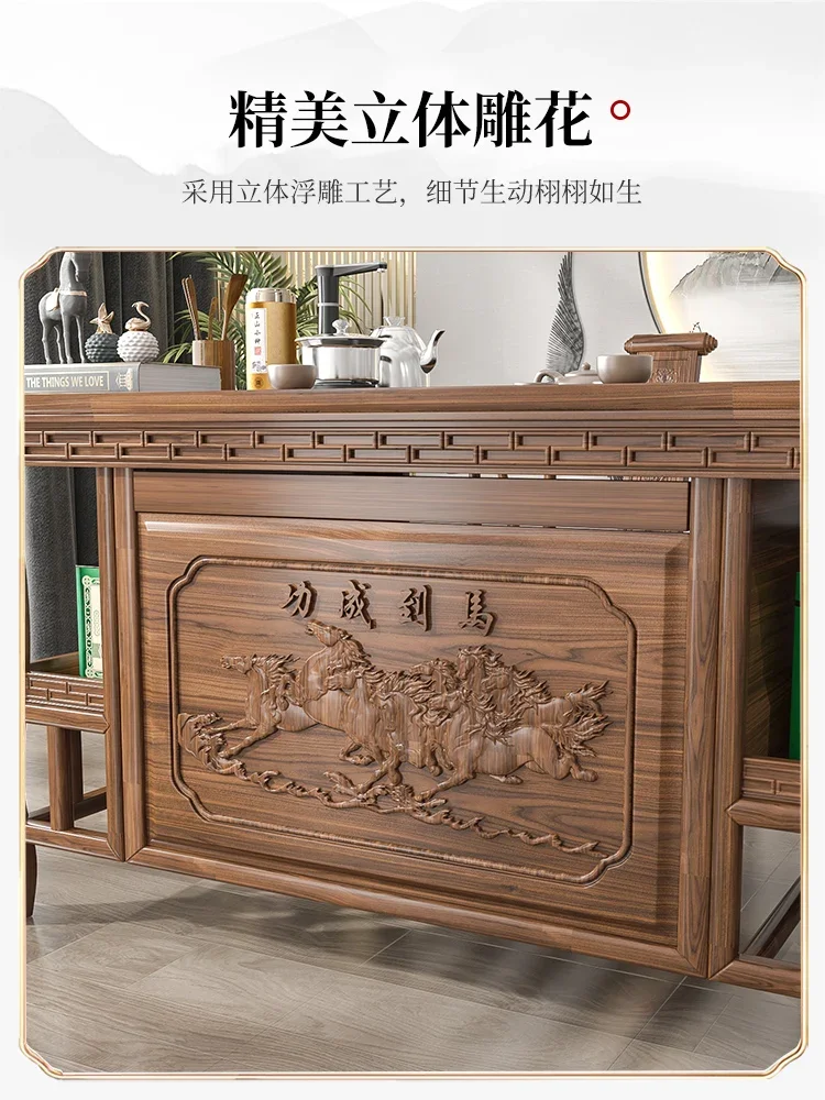 Solid wood coffee table and chair, new Chinese family kung fu coffee table, tea drinking and tea brewing table.