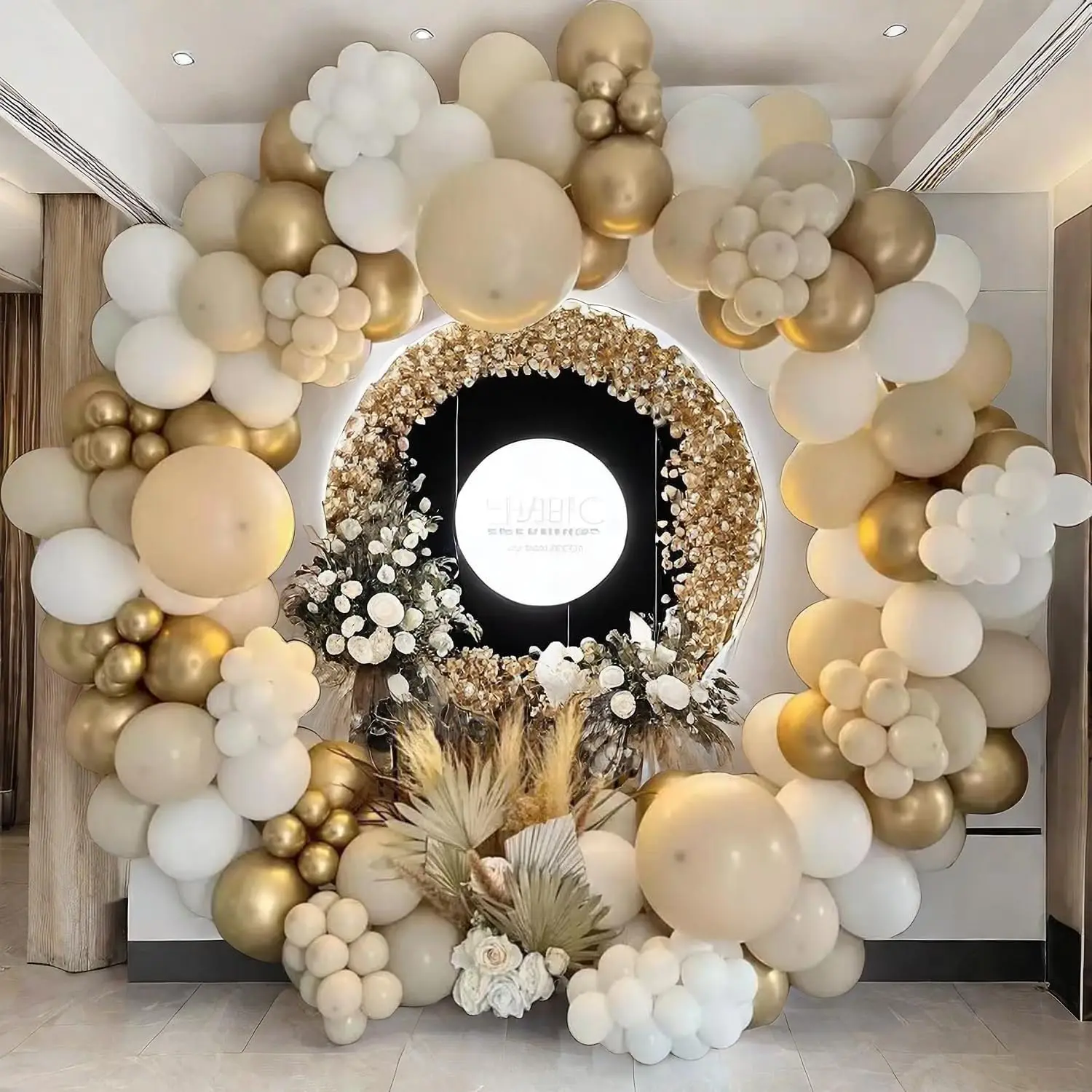 183-teiliges Latex-Ballon-Set aus Sand-Weiß-Gold, geeignet für Geburtstagsfeiern, Hochzeiten, Valentinstag-Party-Dekoration