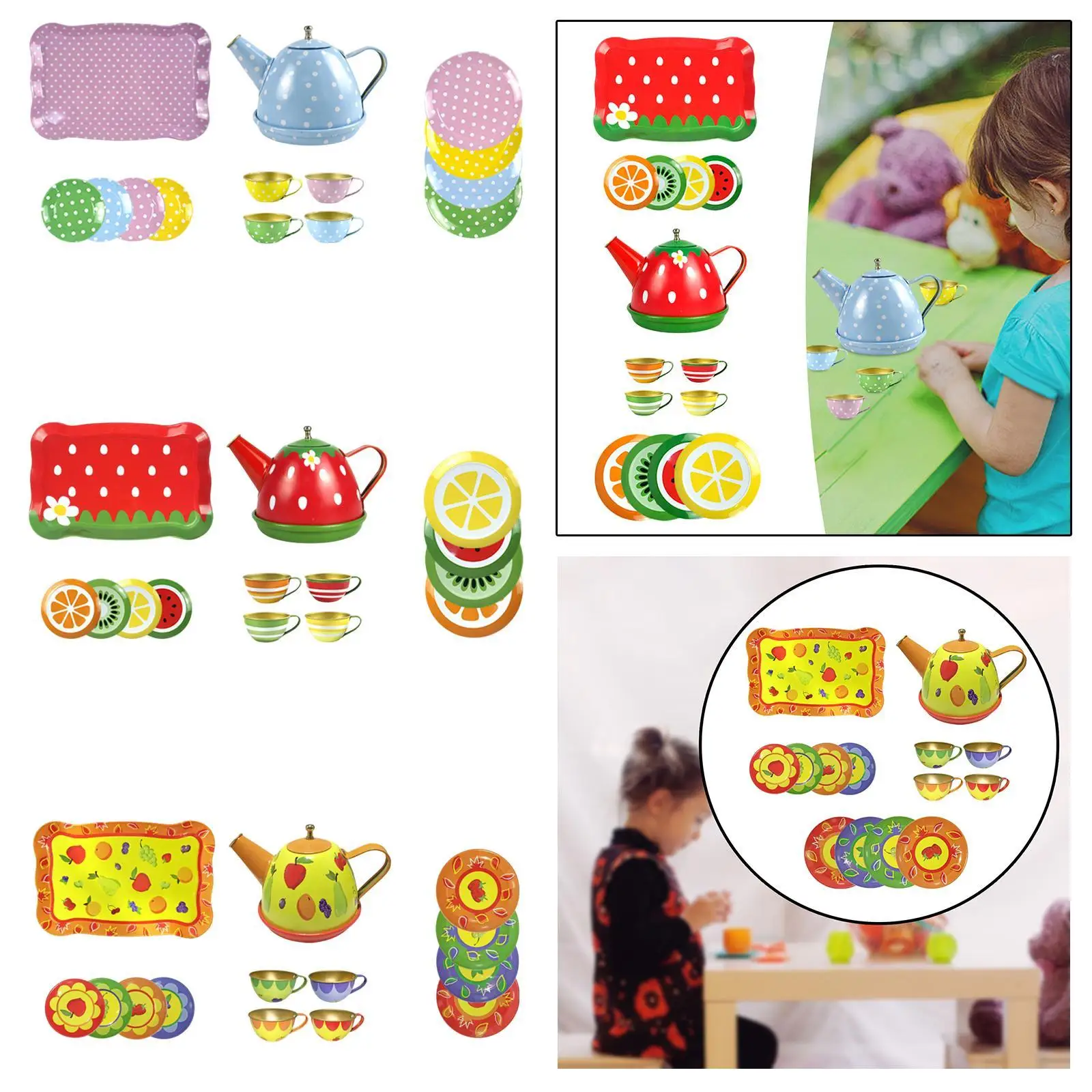 Kids Tea Set for Little Girls Kitchen Toys Role Play Princess Toys for Birthday Gift Age 3 4 5 6 Girls Children Toddlers
