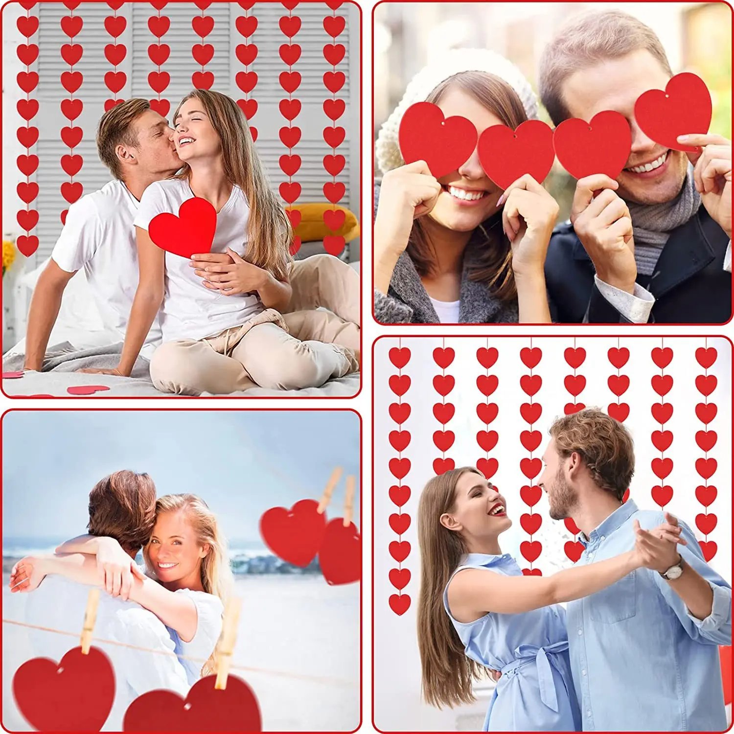 1-8er-Pack 3M Rote Herzen Girlande DIY Valentinstag Hängende Schnurgirlande Hochzeitstag Heiratsantrag Party Dekorationen – Detail 6