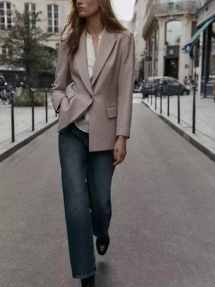 

European and American style autumn new arrivals fashionable women's clothing herringbone suit jacket with shoulder pads