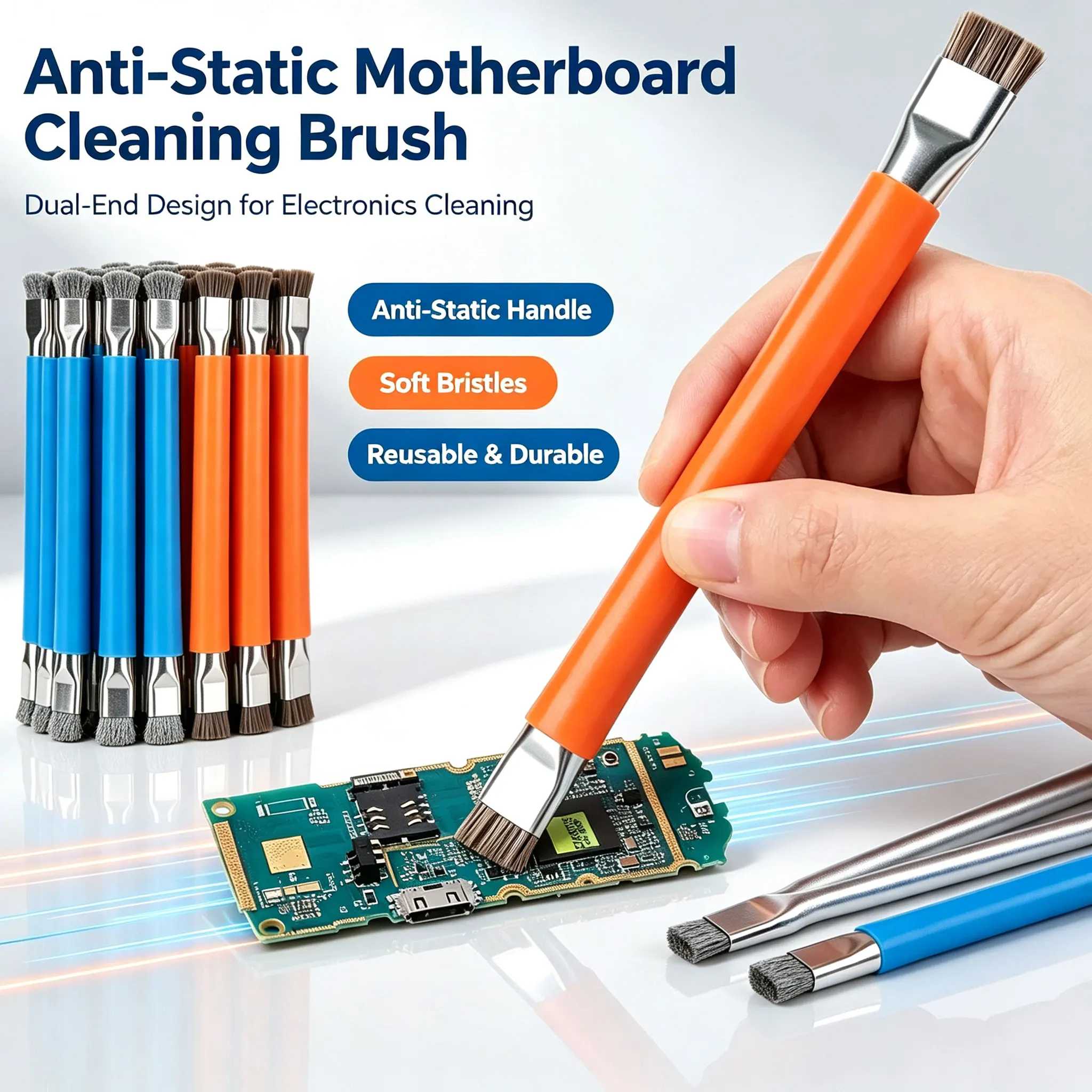 10/5/3/1pc Double Head Anti-Static ESD Cleaning Brush PCB Motherboard Dust & Glue Remover Brush for Mobile Phone Computer Repair
