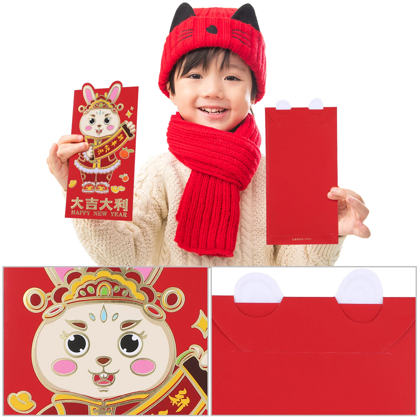 

24Pcs New Year Red Envelopes Creative Paper Money Packets Zodiac Rabbit Year 2023 Cartoon Style Festive Gifts Red Envelopes