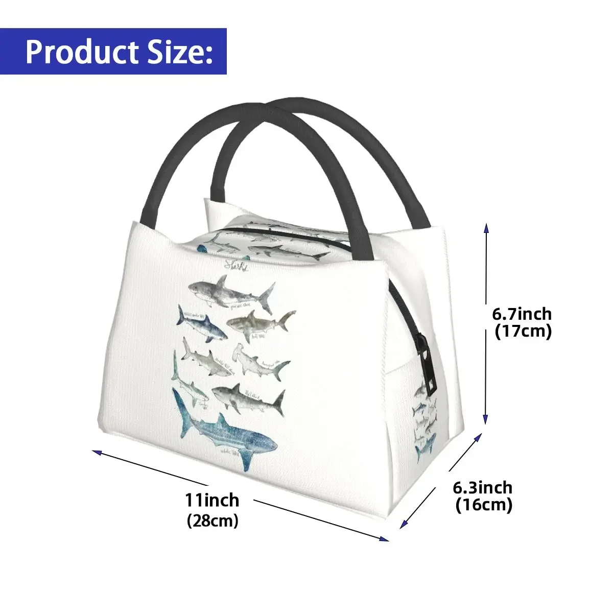 Sharks Insulated Lunch Bag for School Bento Storage Food Boxes Portable Container Cooler Thermal Lunch Box Tote