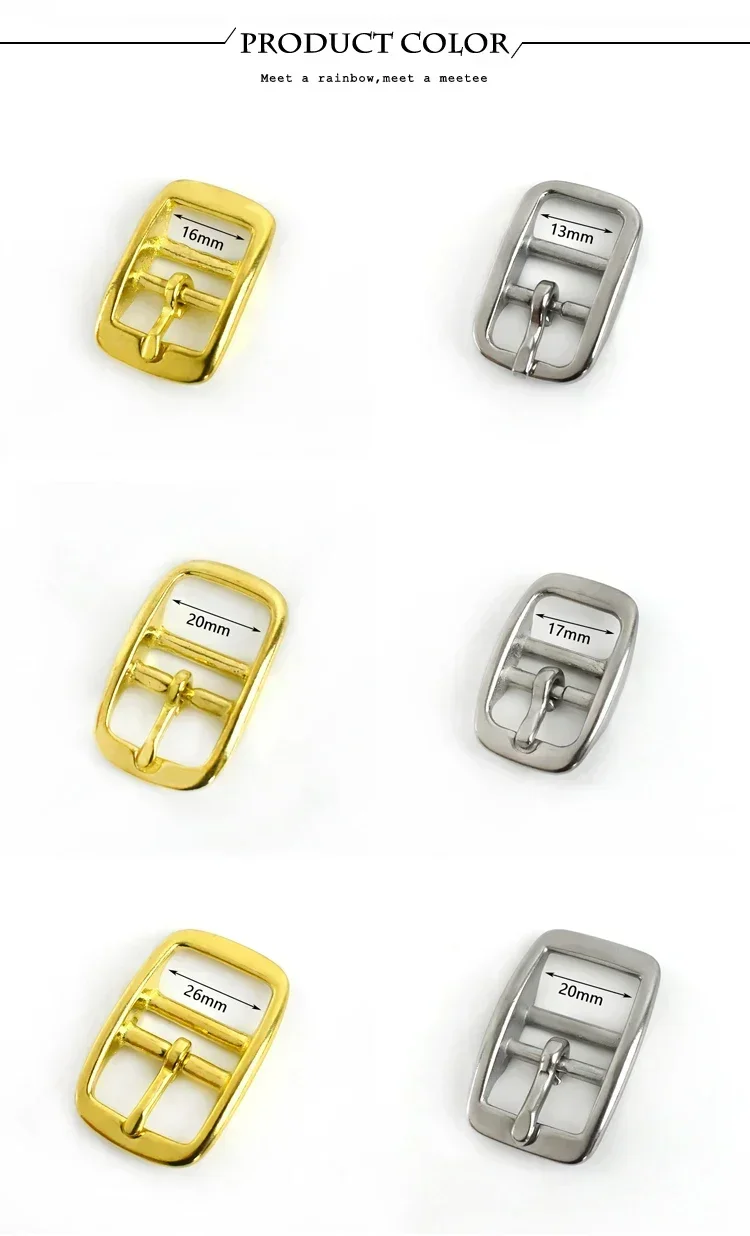 2/5Pcs Solid Brass Belt Buckle 304 Stainless Steel Bag Pin Buckles Adjuster Waistband Slider Clasp DIY Leather Craft Accessories