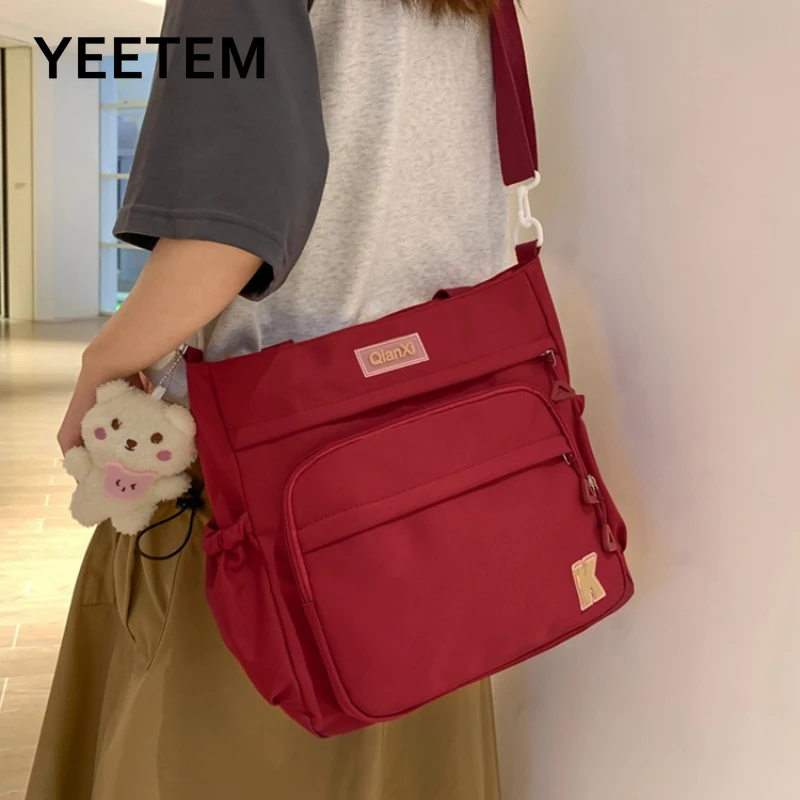 Simple Postman Bag Canvas Bag Large Capacity Handbags for Bookbag College Leisure Japanese Simple Messenger Bags