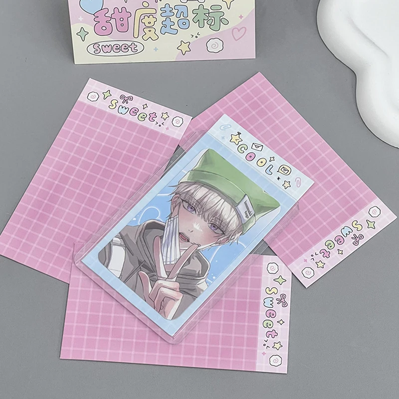 10pcs Sweet Pink Plaid Toploader Fillers Photocard Packaging Materials Background Inserts Card