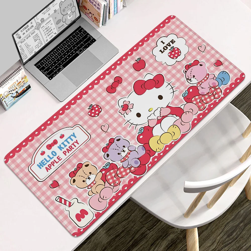 Alas Mouse Besar Hello Kitty 900 × 400 Alas Keyboard Sanrio Di Atas Tepi Aksesori Gaming Pc Alas Meja Karet Antiselip Alas Mause