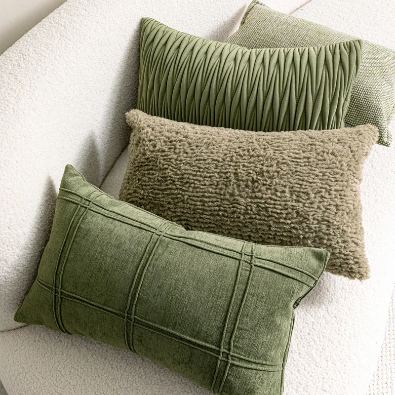 Minimalist Nordic Style Sofa Green Lumbar Pillow Cover for Car and Office Cushion