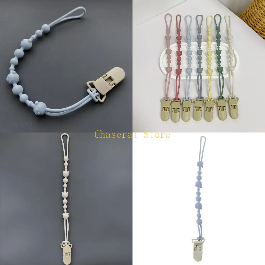 

E7CE Soft Silicone Baby Pacifier Chain Teething Chew Toy Holder Bear Pacifier Clip