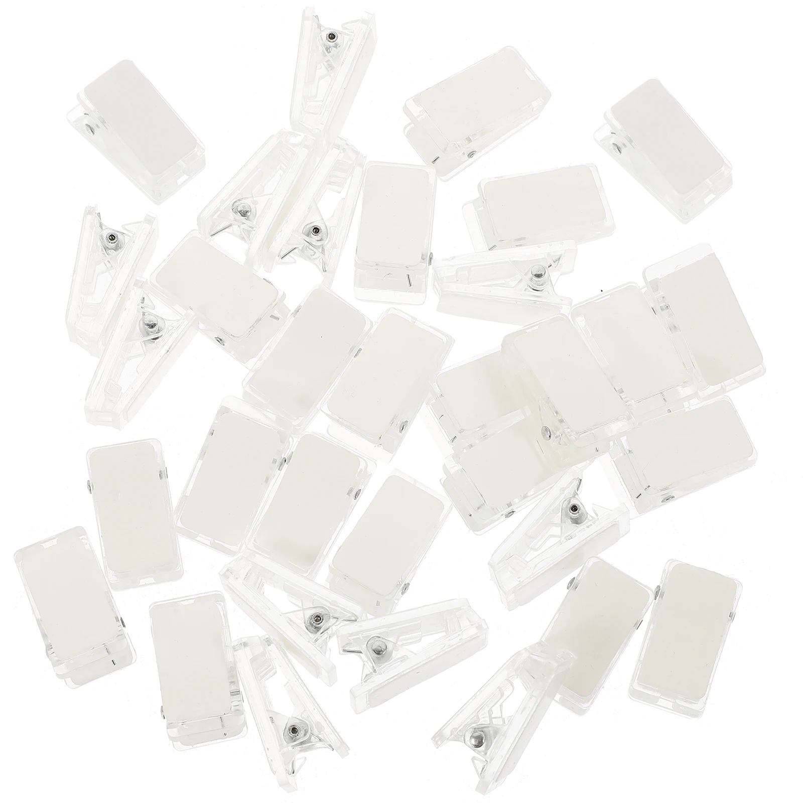 

30 Pcs ID Holder Name Badge Clips Small Spring Plastic Holders Clear Self Adhesive