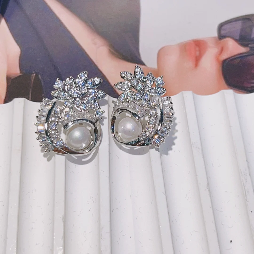 

HIBRIDE Delicate Cute Jewelry Pearl Leaf Shape Everyday White Earrings Women's Jewelry Set Wedding Date Travel Holiday Gift E183