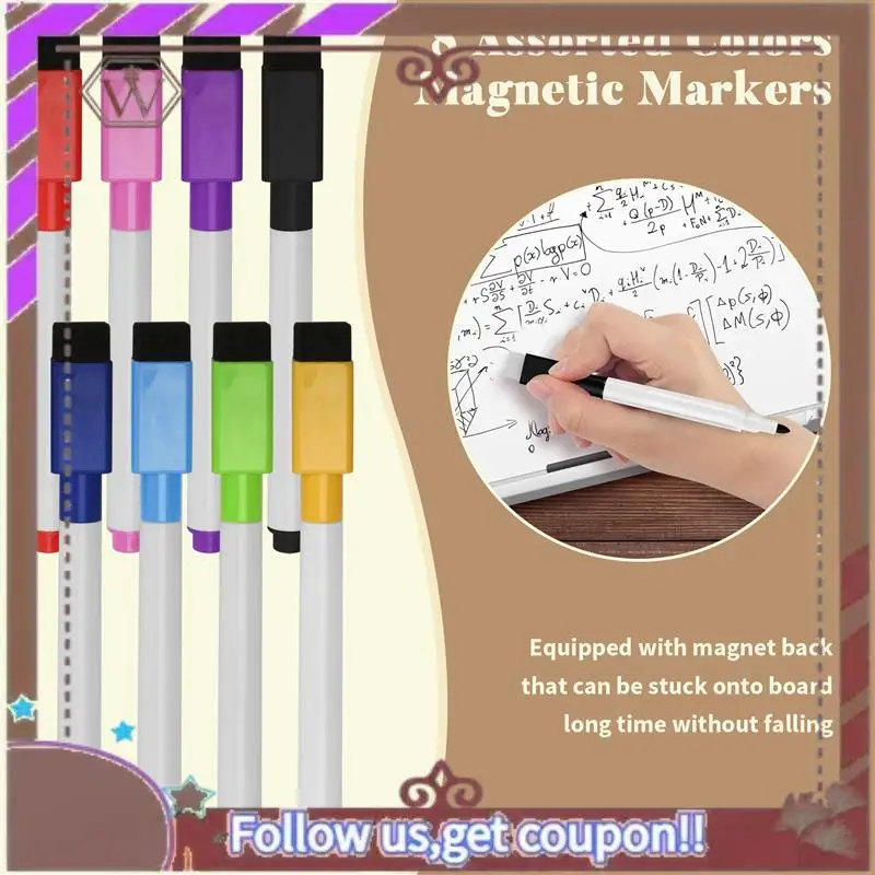 ABBG-Магнитный держатель маркера для сухого стирания, Магнитный держатель маркера для доски, 8 шт. Магнитные маркеры для сухого стирания