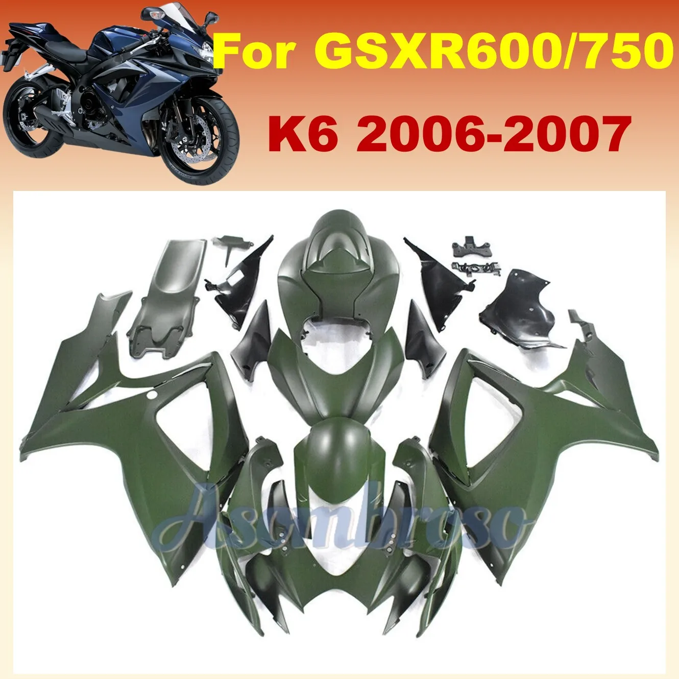 

Sportbike Aftermarket Matte Green Bodys set for Suzuki K6 2006 2007 GSXR600 GSXR750 06 07 GSXR 600 Best Fairing kit