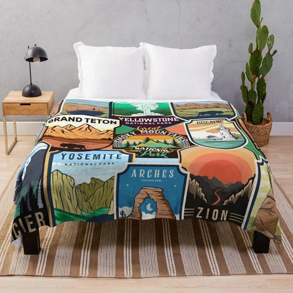 

National Parks Logo Design Throw Blanket Stylish Couch Blanket for Home Living Room
