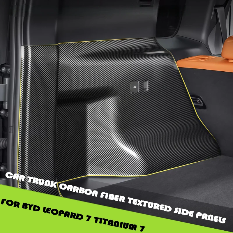 Car Trunk Carbon Fiber Textured Side Panels Fit for BYD Leopard 7 Titanium 7 Modified Car Trunk Decorative Panel Upgrade Parts