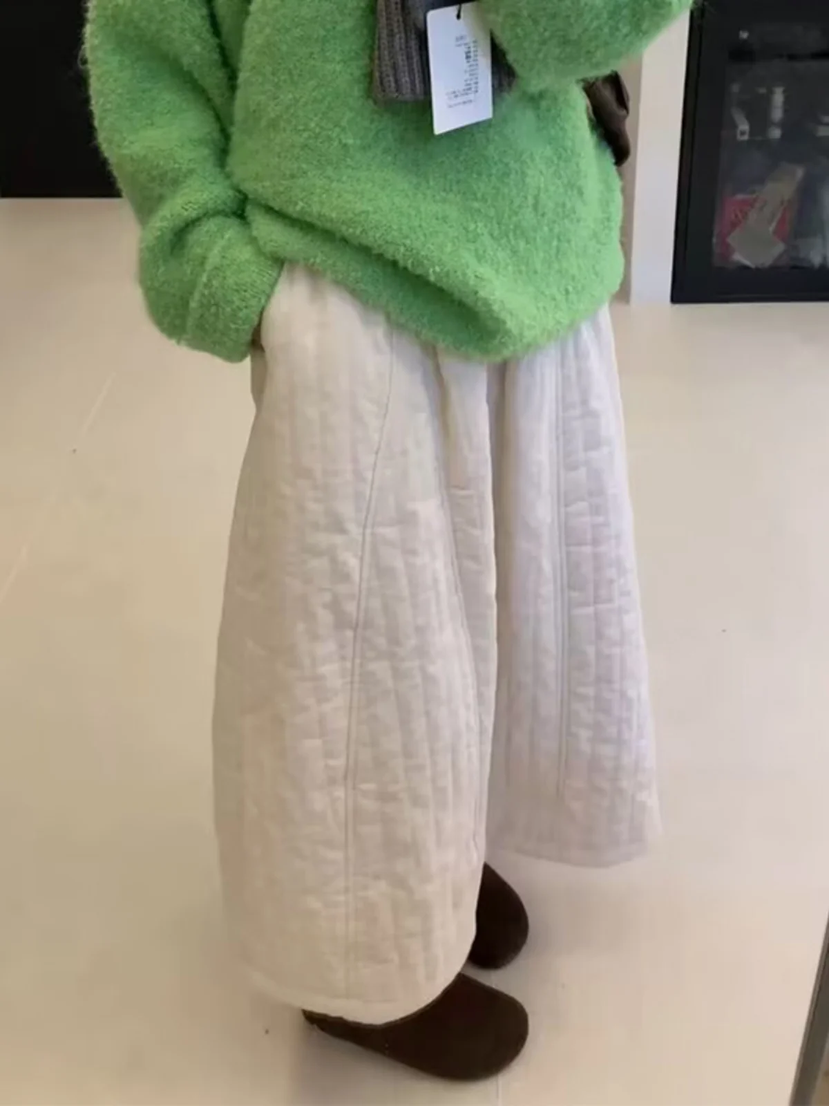 

Korean Japanese Cotton f Skirt Casual Loose Thiened Commuting Women's Faionable Versatile Mid-Length A-Line Skirt